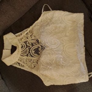 white laced cropped top